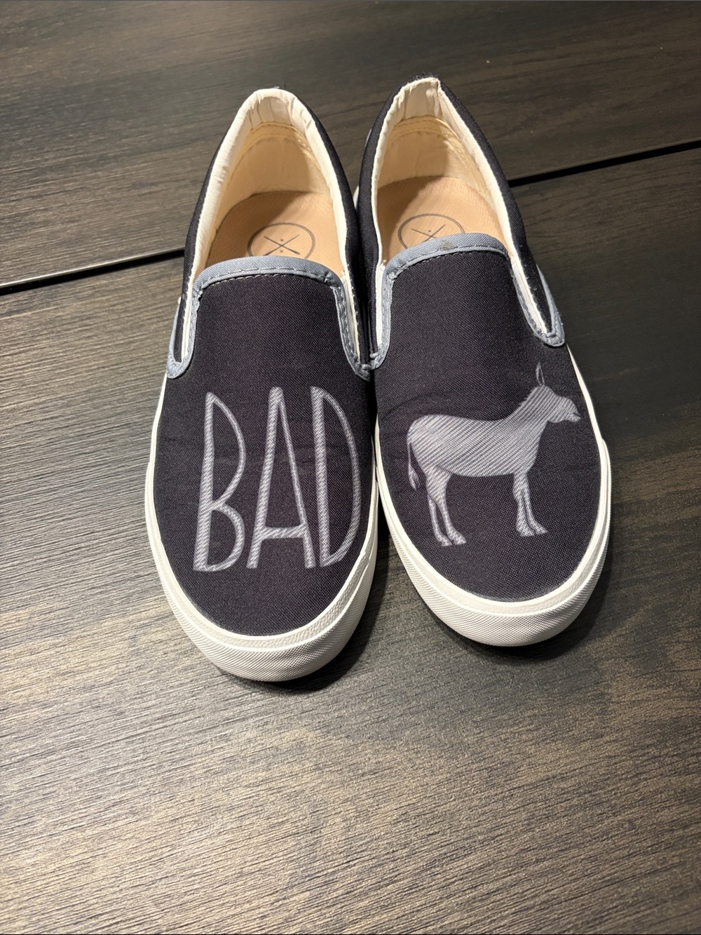 Inkkas Unisex BADass Black Canvas Donkey Slip On Sneakers Size Women's 8